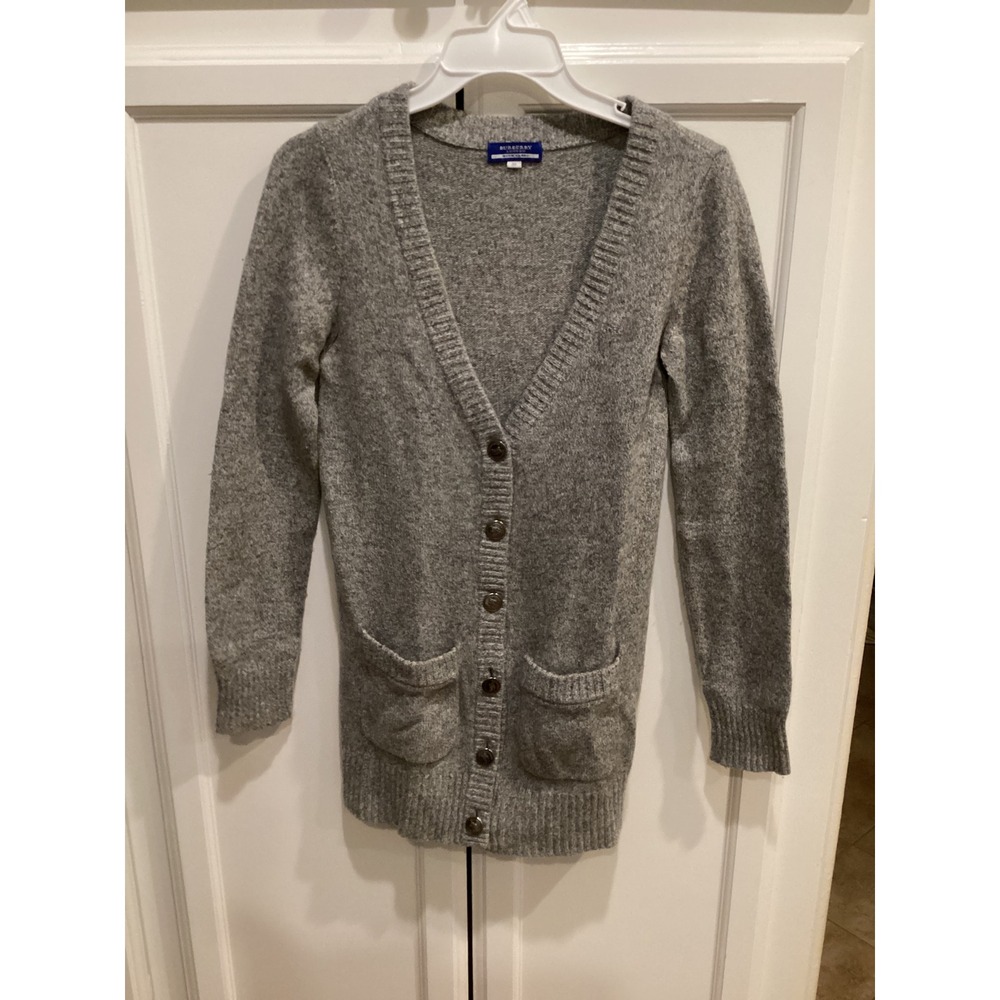 Burberry London BLUE‎ LABEL Wool Cardigan Sweater Gray Size 38